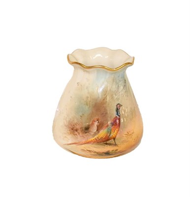 Lot 259A - Royal Worcester vase painted by James Stinton with pheasants