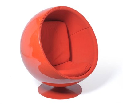 Lot 1871 - Eero Aarnio: A "Ball" (or Globe) Chair, circa 1970's, red moulded polyester shell with red...