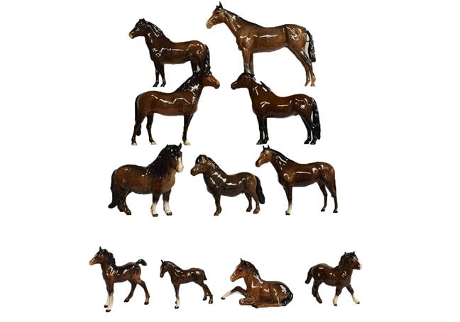 Lot 297 - Beswick Horses Including: Shetland Pony, Shetland Foal, Dartmoor Pony, Exmoor Pony and New...