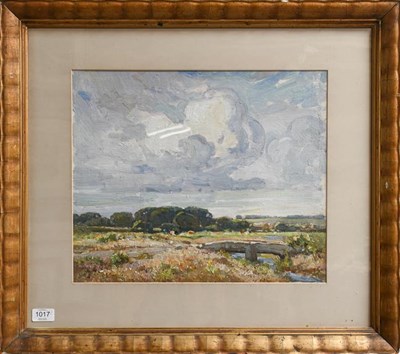 Lot 1017 - English School (20th century) Landscape, possibly East Anglia, oil on paper, 36cm by 44cm...