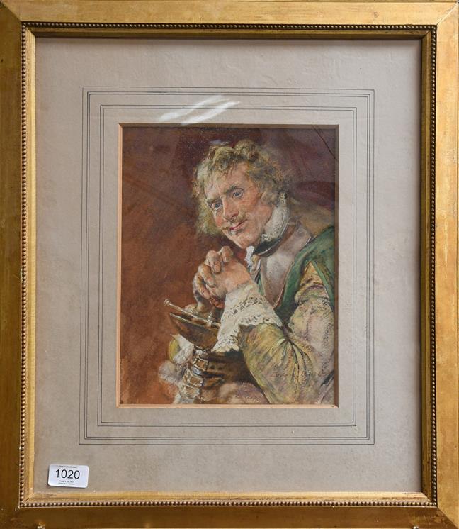 Lot 1020 - Edgar Bundy (1862-1922), A soldier, signed, mixed media, 27cm by 21cm