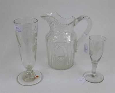 Lot 6 - A Cut Glass Water Jug, circa 1830, with prismatic lip and neck over a panel shoulder and...