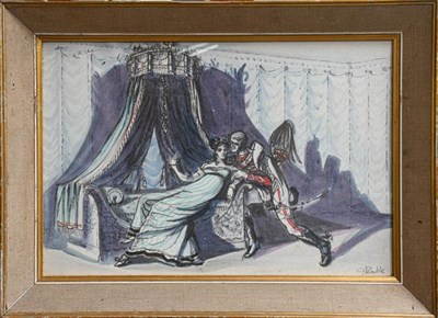 Lot 1031 - G Pemble (20th century) figures in the Regency style dancing etc, signed mixed media on paper, 40cm