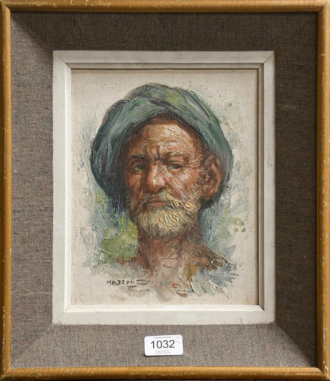 Lot 1032 - Oil on canvas portrait and an oil on canvas of a boat, burr walnut framed (2)