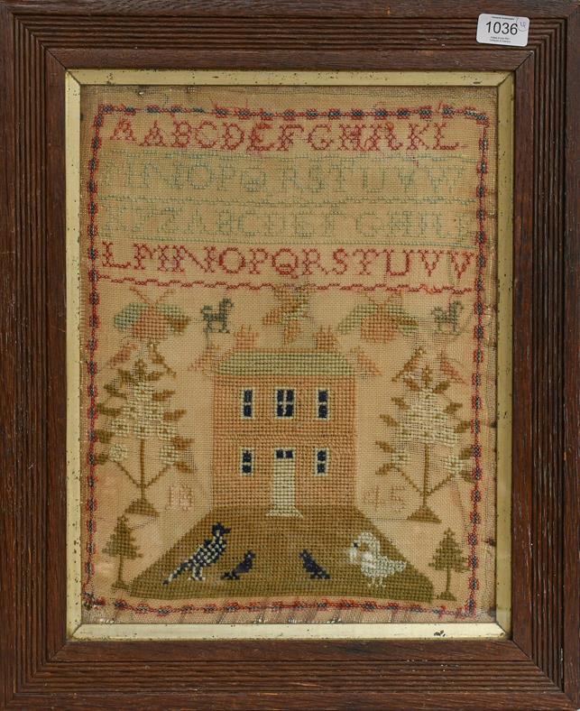 Lot 1036 - Two maps and two wool samplers (4)