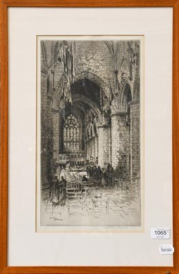 Lot 1065 - A collection of seven assorted framed prints to include Axel Haig, Continental cathedral views,...