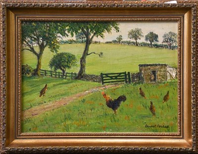 Lot 1066 - Ernest Forbes RBA (1879-1962) a country garden, signed oil on board, 26.5cm by 35cm, together...