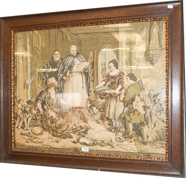 Lot 1068 - A machine made tapestry, interior scene, woven on a Hattersley loom at the Franco-British...