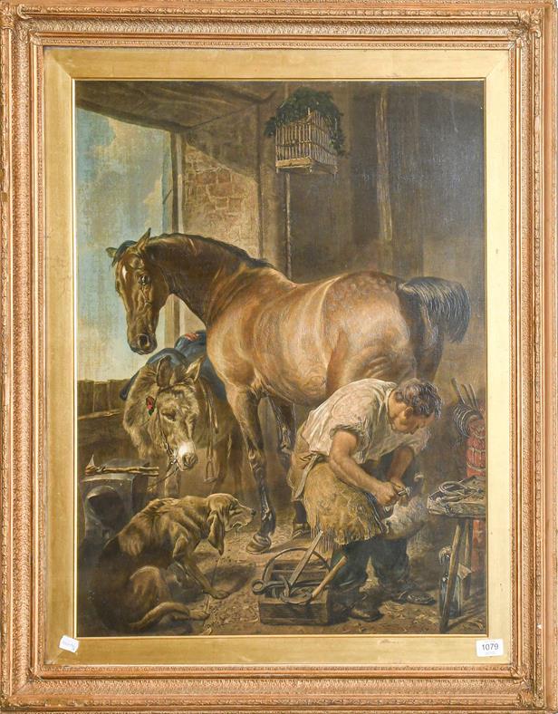 Lot 1079 - After Landseer (1802-1873) Shoeing the Bay Mare, lithograph, 75cm by 59cm