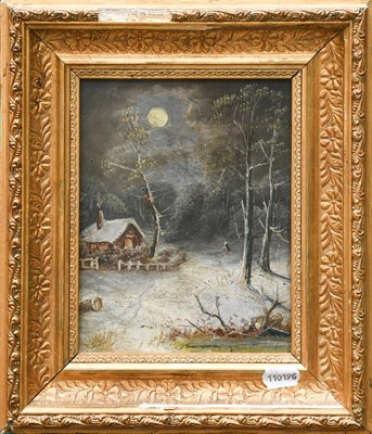 Lot 1082 - G Smythe (19th century) Woodland cottage in winter, oil on panel , together with a J Heathcote-Hunt