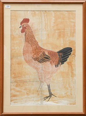 Lot 1085 - 19th/20th century Spanish school naive drawing of a cockerel, watercolour, 73cm by 49cm,...