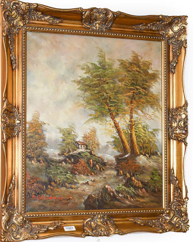 Lot 1087 - B Groneman (20th century) country landscape, together with a further landscape 60cm by 50cm