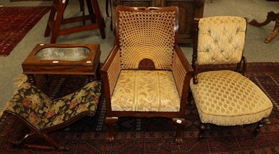 Lot 1106 - A 19th century mahogany baby bath together with a Victorian nursing chair and rocking stool of...