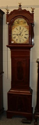 Lot 1114 - A mahogany eight day longcase clock, 13'' arch painted dial, signed R Heitzman, Cardiff, circa....