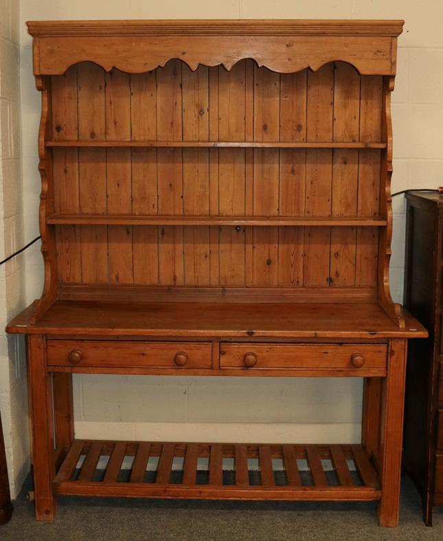 Lot 1155 - A pine dresser and rack (adapted), 152cm by 47cm by 189cm