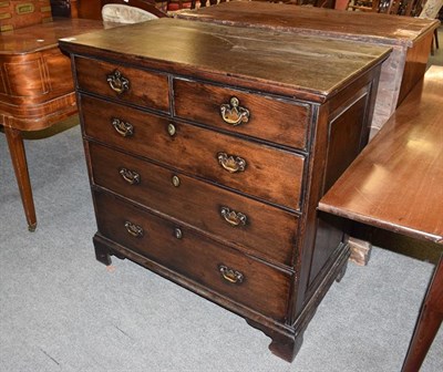 Lot 1211 - A George III oak four height straight front chest of drawers, 95cm by 55cm by 93cm