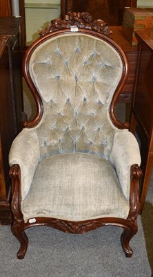 Lot 1217 - A Victorian mahogany framed buttoned chair