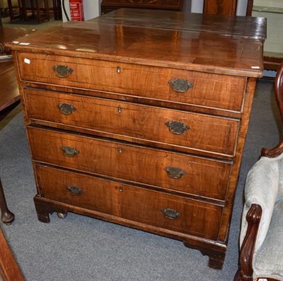Lot 1218 - An 18th century crossbanded walnut straight fronted four height chest of drawers, 98cm by 53cm...