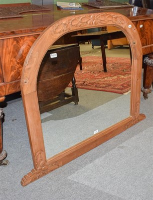 Lot 1219 - An oak overmantel mirror carved with acorns, 128cm by 98cm