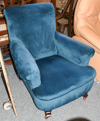 Lot 1221 - A Victorian mahogany framed blue upholstered chair