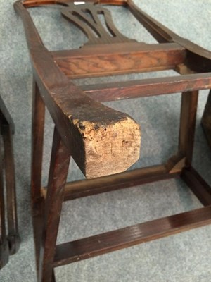 Lot 1237 - A late 17th century oak high back chair, together with an 18th century provincial elm rush...
