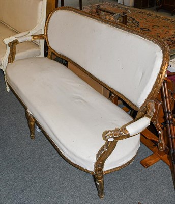 Lot 1238 - A 19th century giltwood framed French sofa (a.f.), 174cm