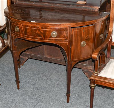 Lot 1242 - A 19th century string inlaid mahogany demi lune sideboard, 122cm by 60cm by 93cm