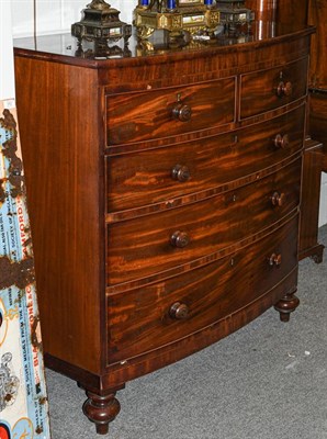 Lot 1245 - A Victorian mahogany bow fronted four height chest of drawers, 111cm by 54cm by 114cm