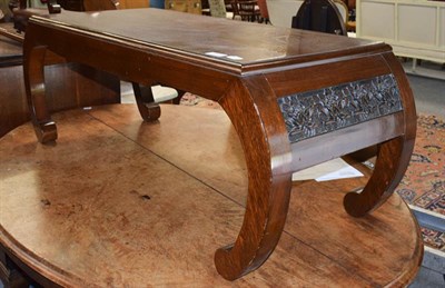 Lot 1264 - A Chinese carved coffee table, 107cm by 46cm by 42cm