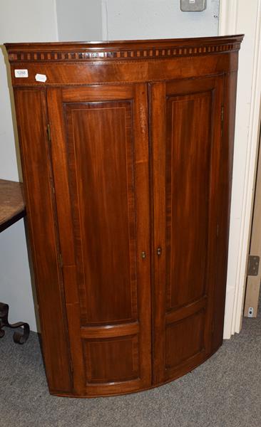 Lot 1288 - A George III mahogany buffet corner cupboard, 77cm by 53cm by 125cm