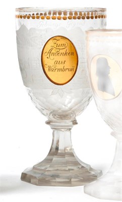 Lot 34 - A Silesian  "Zwischengoldglas " Glass, Warmbrunn, circa 1790, by Johann Sigismund Menzel, the...