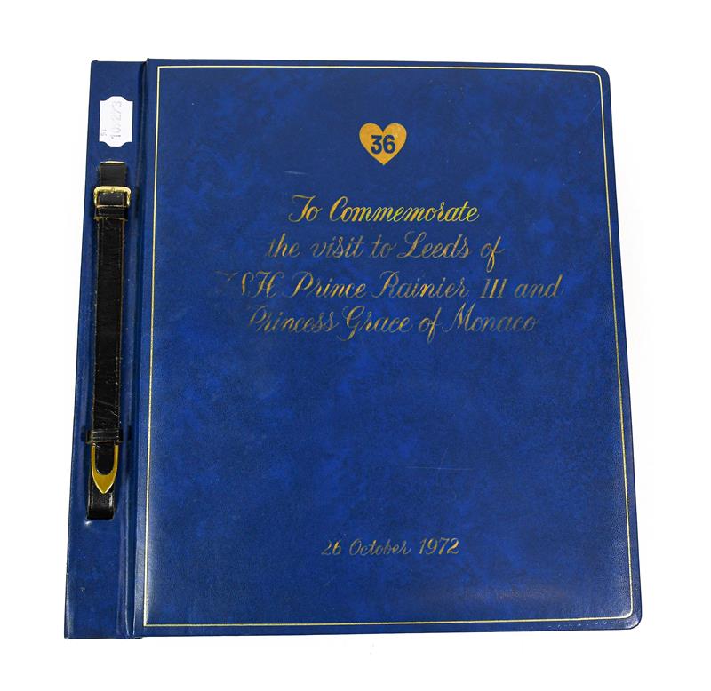 Lot 3009 - Photographic Album 'To Commemorate The Visit To Leeds Of HSH Prince Rainier III And Princess...