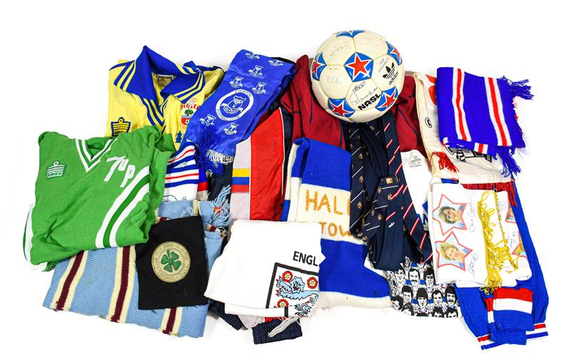 Lot 3012 - Various Football Shirts And Scarves including Southampton Wembley 1976, Halifax Town scarf,...