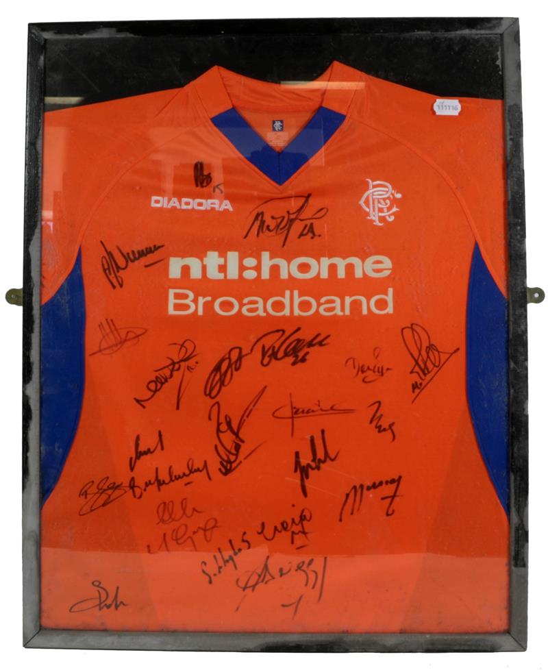 Lot 3025 - Rangers Football Club Away Signed Shirt 1993/94 orange/blue