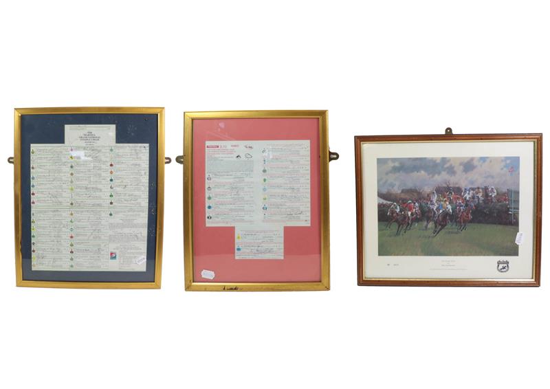 Lot 3032 - Martell Grand National 1997 ''The Race That Never Was'' Signed Race Card (framed) together with...