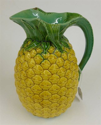 Lot 39 - A Minton Majolica Pineapple Moulded Jug, circa 1860, with leaf moulded spout, neck and handle...