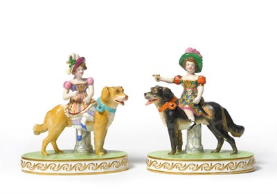 Lot 40 - A Pair of Minton Porcelain Figures of the Royal Children, mid 19th century, each in florid...