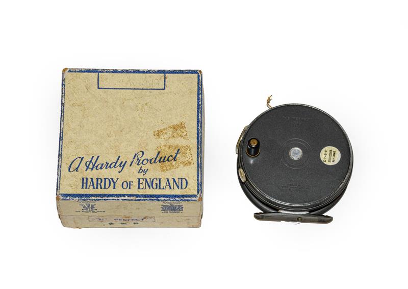 Lot 3074 - A Hardy 3 5/8'' Perfect Trout Fly Reel with RHW, agate line guard, brass foot and ebonite handle