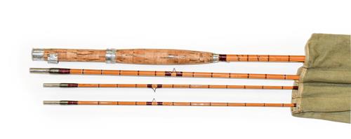 Lot 3077 - A Hardy CC De France  9' Three Section Split Cane Trout Fly Rod with additional top section