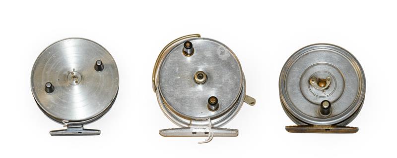 Lot 3078 - A Hardy Conquest Centre Pin Reel in a Hardy drawstring pouch. A Hardy Longstone 4'' fly reel...