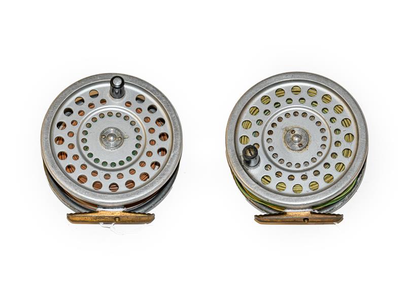 Lot 3085 - A Hardy Marquis Salmon No2 Fly Reel along with another similar Hardy Marquis Salmon No2 reel. (2)
