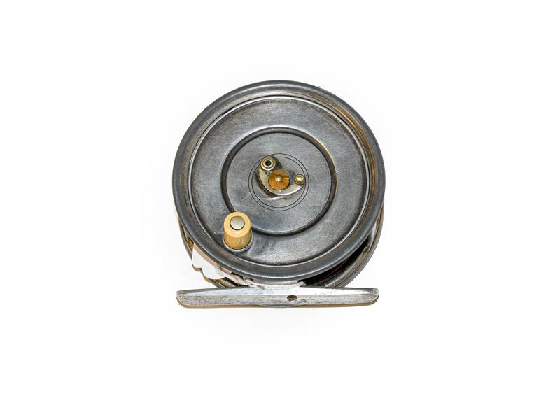 Lot 3089 - A Hardy Patent Uniqua 3 3/4'' Wide Drum salmon Fly Reel with horseshoe latch, ivorine handle...