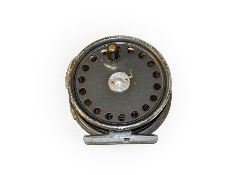 Lot 3094 - A Hardy St George 3 3/8'' Fly Reel with agate line guard and 2 screw latch.
