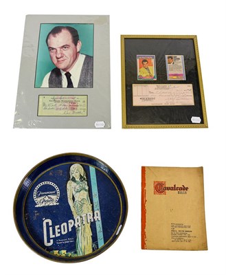 Lot 3143 - Cheques Signed By Rory Calhoun And Karl Malden together with Cavalcade booklet and a Cleopathra...
