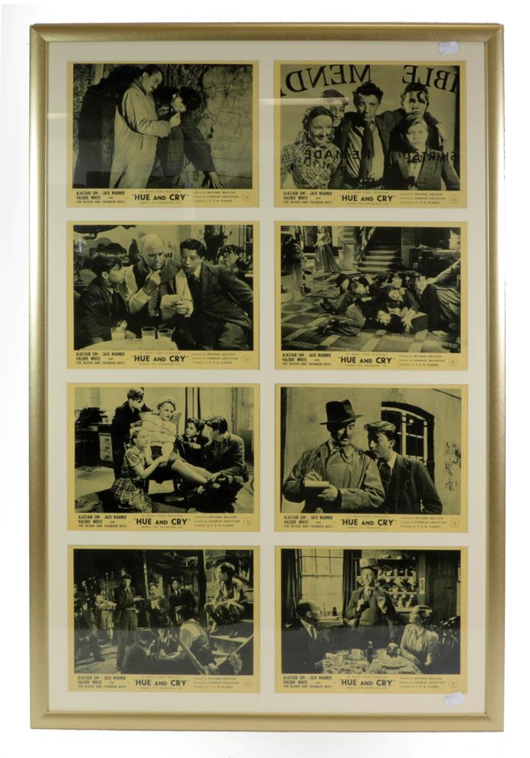 Lot 3162 - Hue And Cry (1947) Set Of Eight Lobby Cards (framed and glazed as a set)