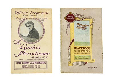 Lot 3197 - The London Aerodrome Sixth Aviation Meeting 1913 Programme together with a Blackpool Flying...