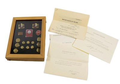 Lot 3208 - Pullman Car Company Related Items two enamel lapel badges, six large and six small button, 640...