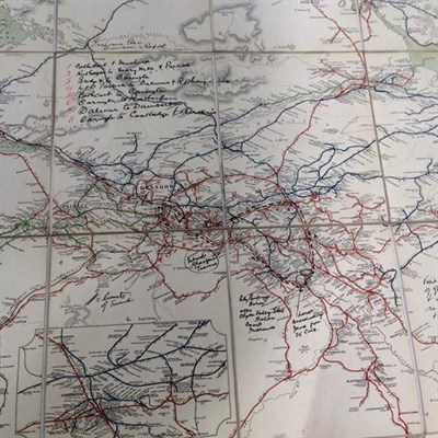 Lot 3210 - Railway Clearing House Maps South Wales 1904, Ireland 1906, Scotland 1912 (corner missing from...