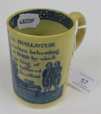 Lot 57 - A Pearlware Mug of French Revolutionary Interest, circa 1795, of cylindrical form with strap...