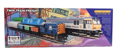 Lot 3230 - Hornby Railways OO Gauge R1002 Twin Train Freight Set (E box G, some water damage)